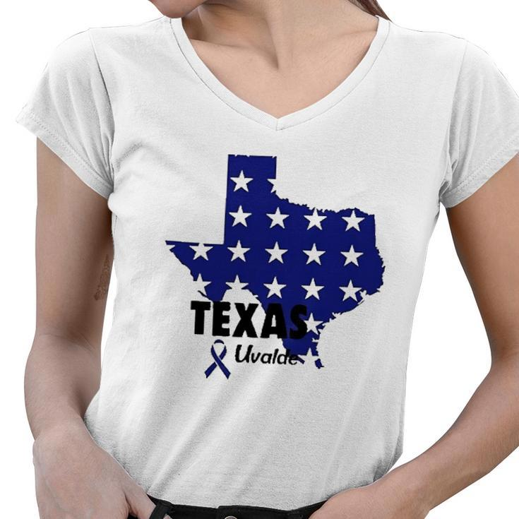 Texas Uvalde Texas Map Pray For Uvalde Uvalde Strong Women V-Neck T-Shirt