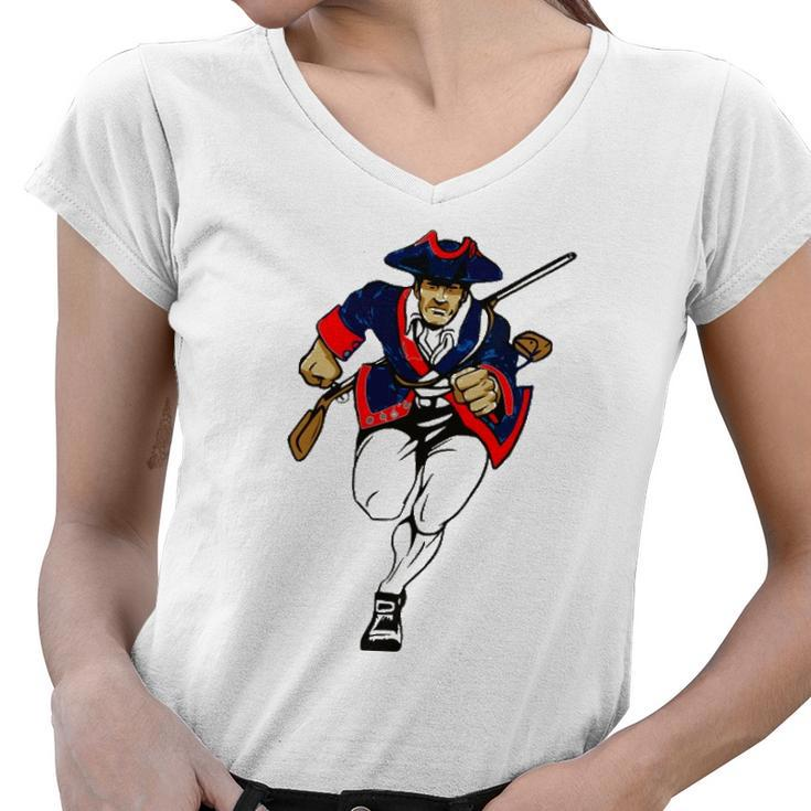 Usa American Patriot Minuteman Militia Constitution Freedoms Women V-Neck T-Shirt