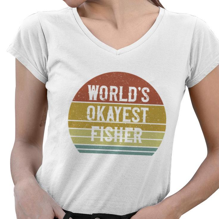 Fisher Worlds Okayest Fisher  Women V-Neck T-Shirt
