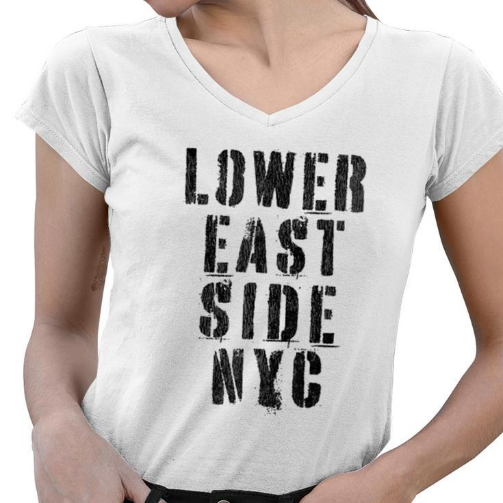 New York NY Stencil W Details  Women V-Neck T-Shirt