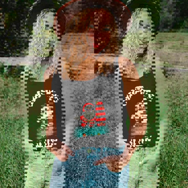 Christmas In July Santa Hawaiian Surfing Candy Cane Unisex Tank Top