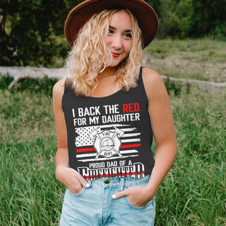 Father Grandpa I Back The Red For My Daughter Proud Firefighter Dad 186 Family Dad Unisex Tank Top