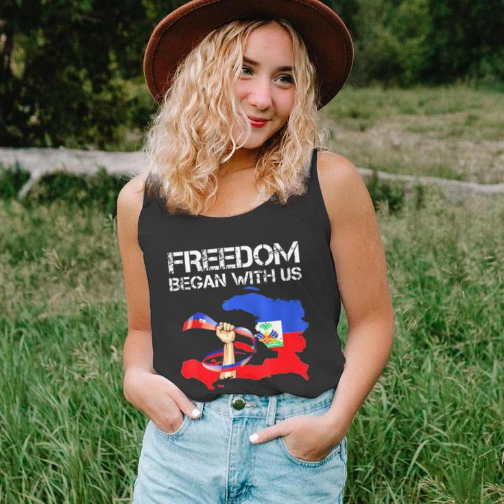 Freedom Began With Us Haitian Flag Happy Independence Day Unisex Tank Top