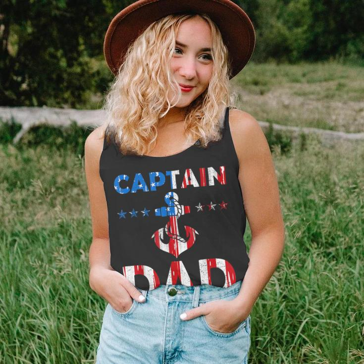 Funny Captain Dad Boat Owner American Flag 4Th Of July Unisex Tank Top