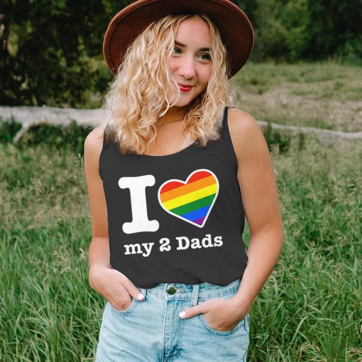 Gay Dads I Love My 2 Dads With Rainbow Heart Unisex Tank Top