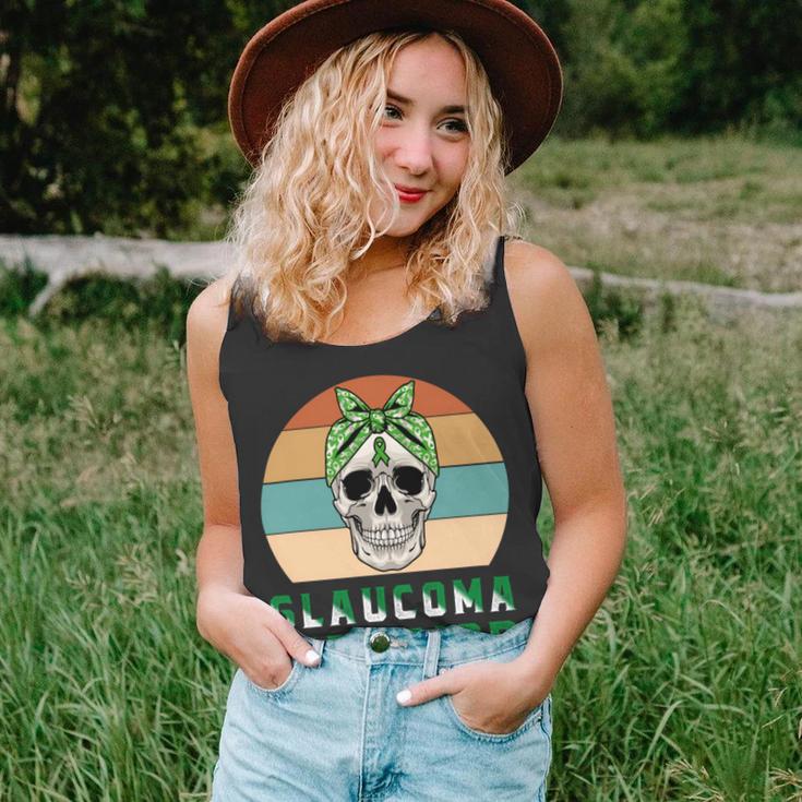 Glaucoma Warrior Skull Women Vintage Green Ribbon Glaucoma Glaucoma Awareness V2 Unisex Tank Top