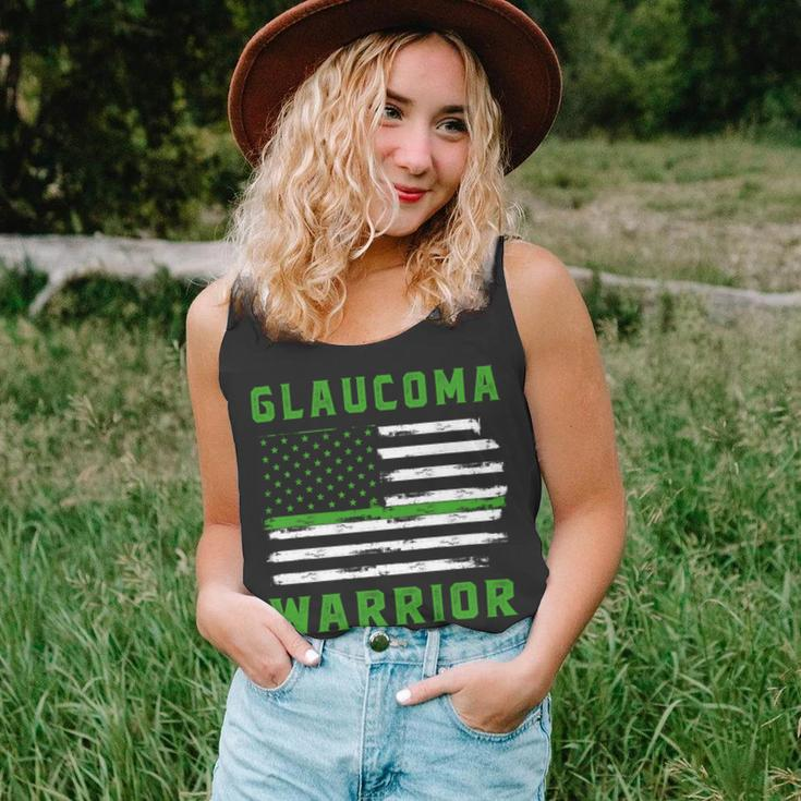 Glaucoma Warrior Usa Flag United States Flag Green Ribbon Glaucoma Glaucoma Awareness Unisex Tank Top