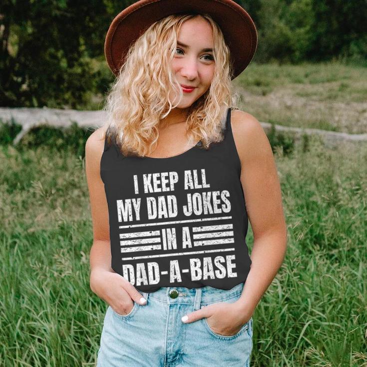 I Keep All My Dad Jokes In A Dad-A-Base Vintage Fathers Day Unisex Tank Top