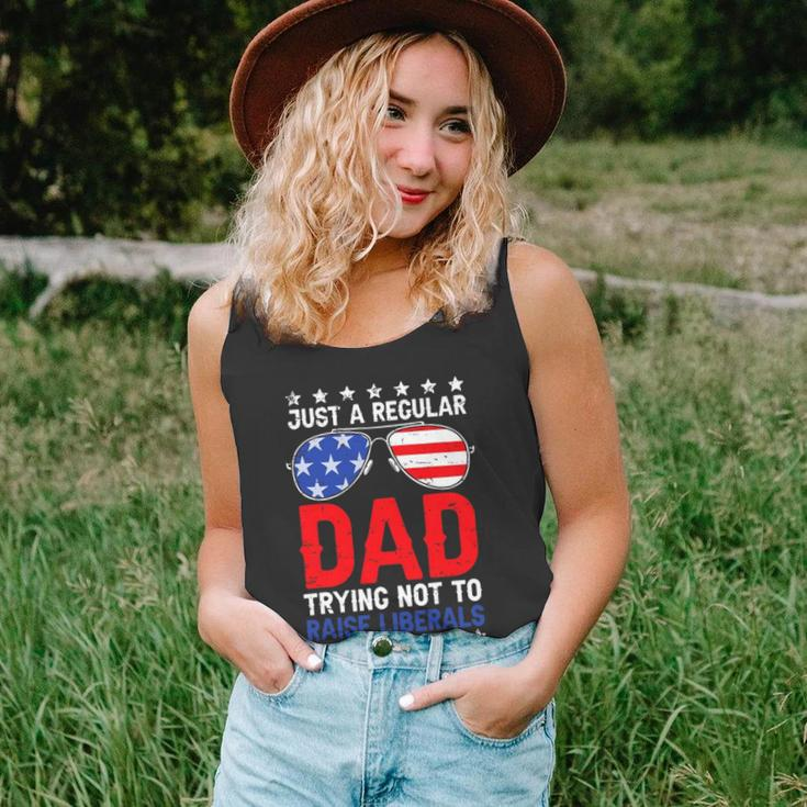 Just A Regular Dad Trying Not To Raise Liberals Voted Trump Unisex Tank Top