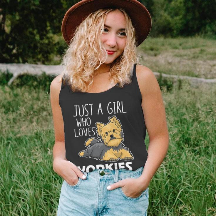 Womens Just A Girl Who Loves Yorkies Yorkshire Terrier Tank Top