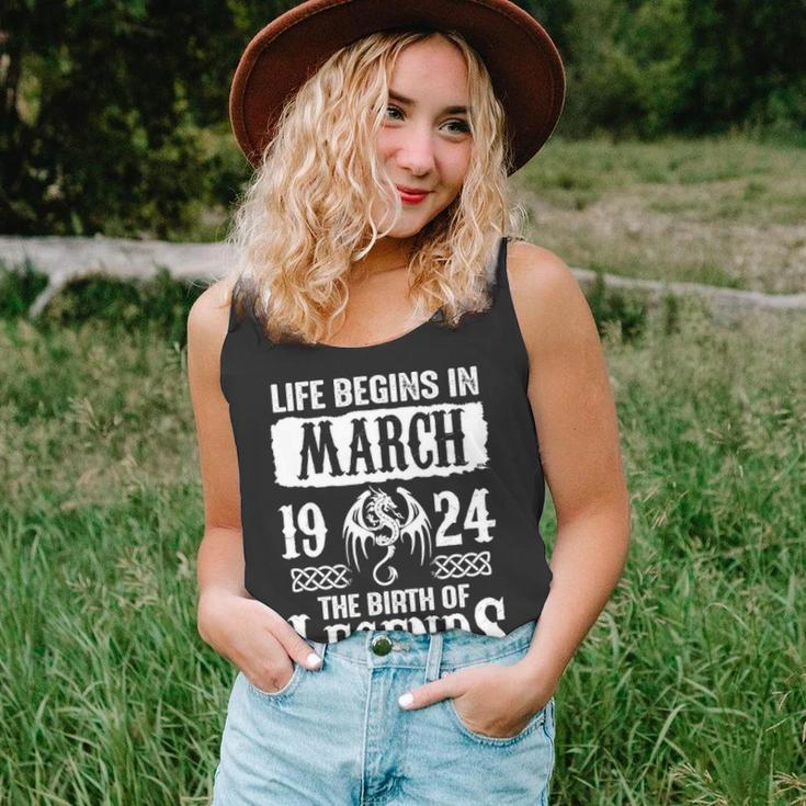 March 1924 Birthday Life Begins In March 1924 Unisex Tank Top