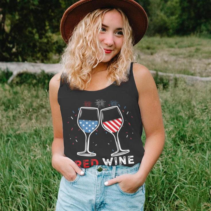 Red Wine And Blue Funny 4Th Of July Wine Lover Patriotic Unisex Tank Top