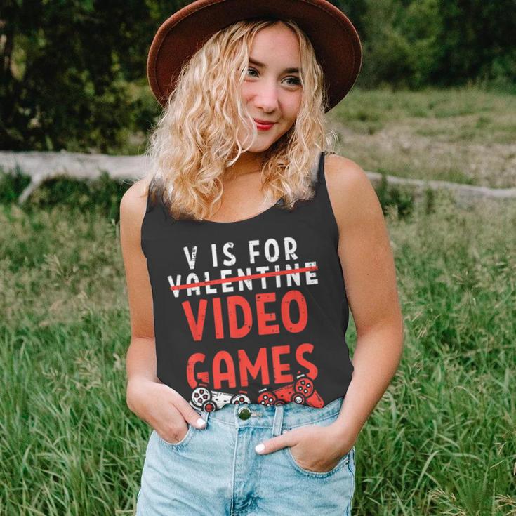 V Is For Video Games Funny Valentines Day Gamer Boy 583 Trending Shirt Unisex Tank Top