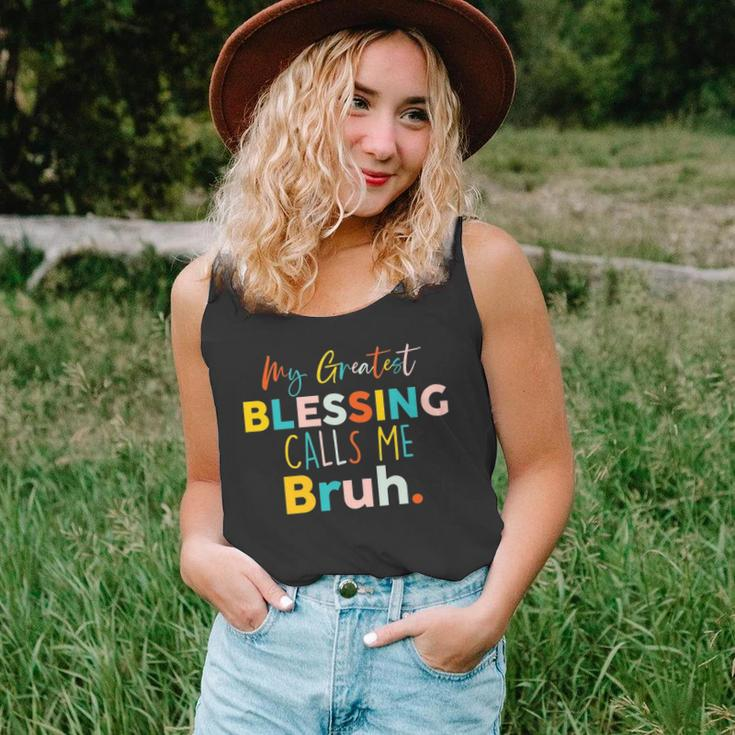 Womens My Greatest Blessing Calls Me Bruh Retro Mothers Day Unisex Tank Top
