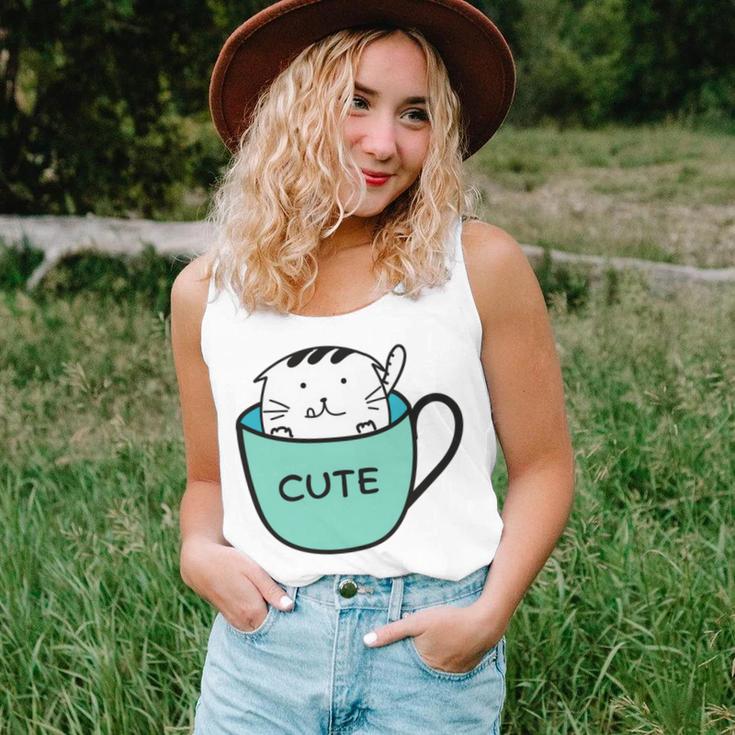 Cute Cat In Mug Unisex Tank Top