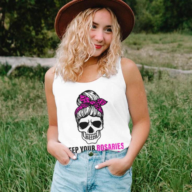 Keep Your Rosaries Off My Ovaries Feminist Skull Unisex Tank Top