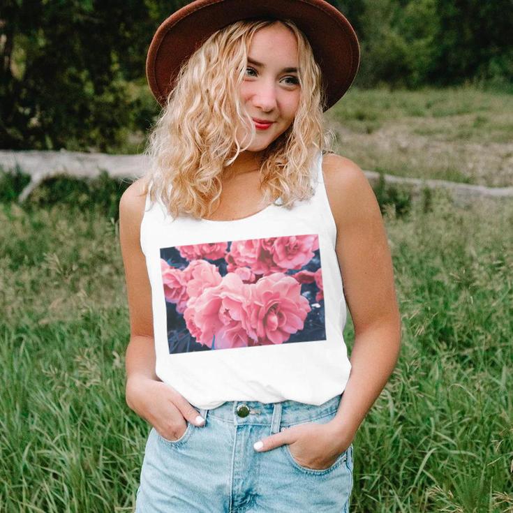 Pink Roses In Garden Unisex Tank Top