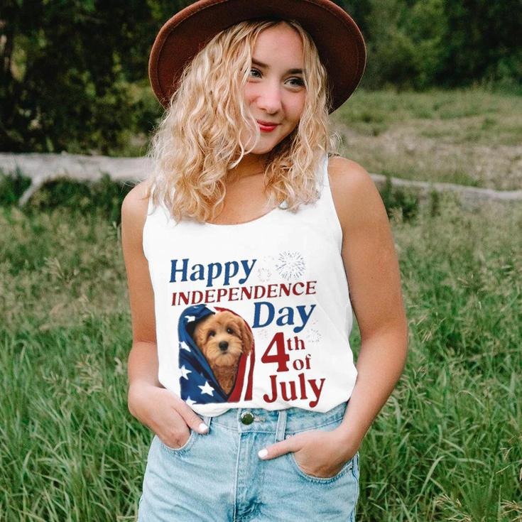 Red Goldendoodle Happy Independence Day 4Th Of July American Flag Tank Top