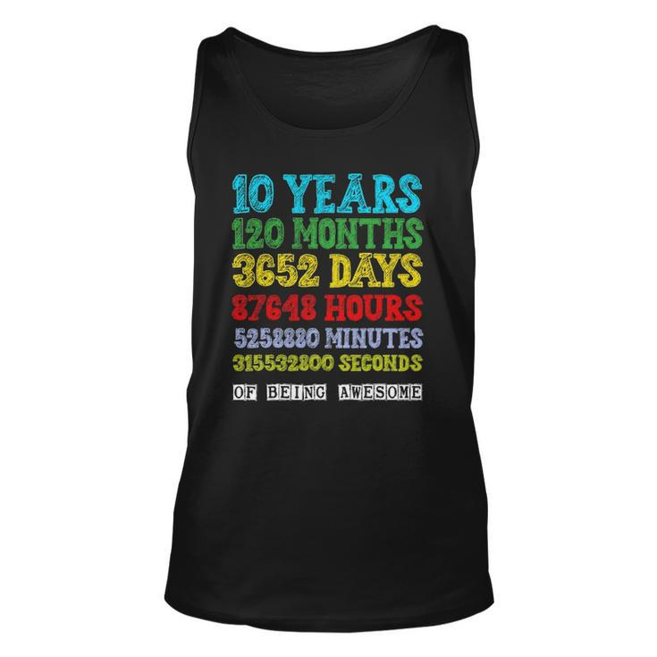 10 Years Of Being Awesome Happy 10Th Birthday Ten Countdown Unisex Tank Top