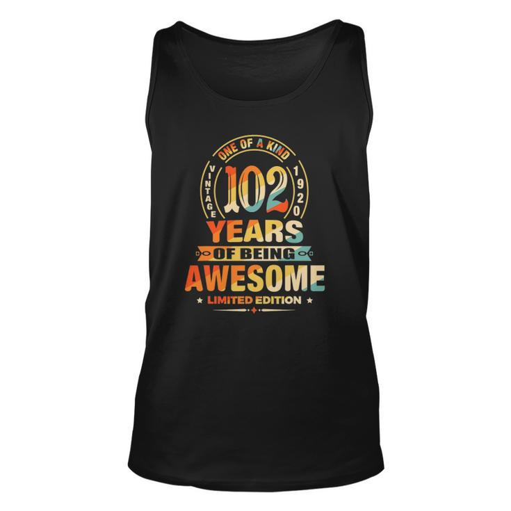 102Nd Birthday 102 Years Of Being Awesome Vintage 1920 Birthday Tank Top