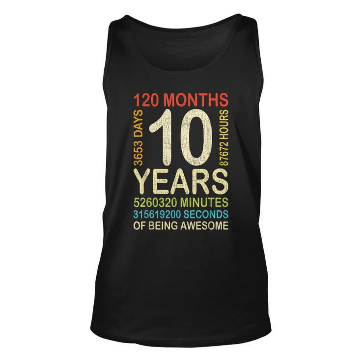 10Th Birthday 10 Years Old Vintage Retro 120 Months Boy Girl  Unisex Tank Top