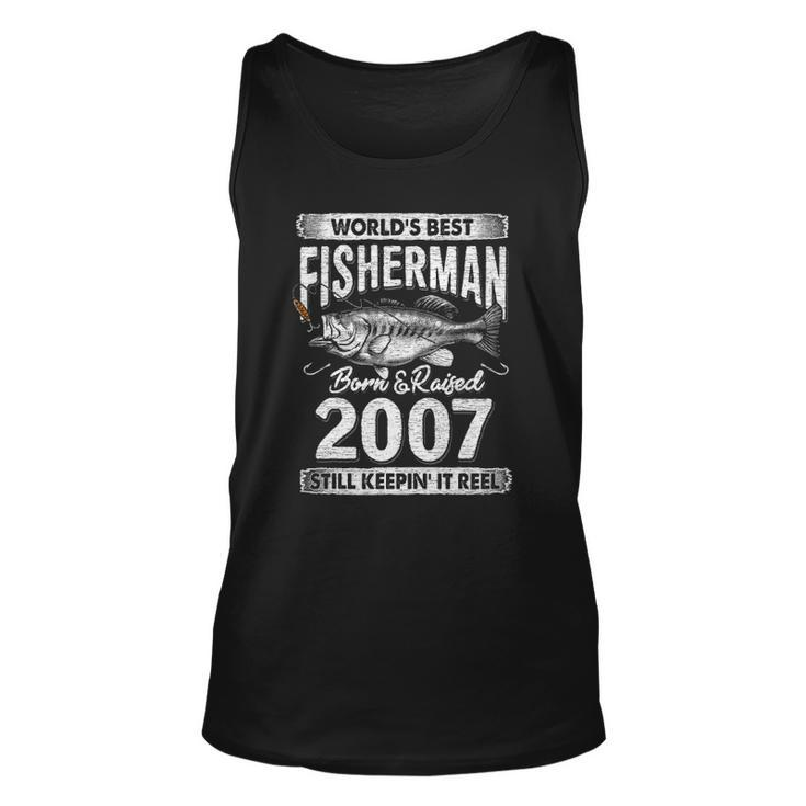 15 Years Old Fisherman Born In 2007 Fisherman 15Th Birthday Unisex Tank Top