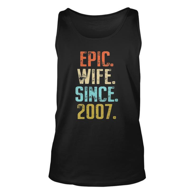 Womens 15Th Wedding Anniversary For Her Best Epic Wife Since 2007 Married Couples Tank Top