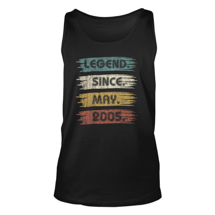 17 Years Old Gifts Legend Since May 2005 17Th Birthday Unisex Tank Top