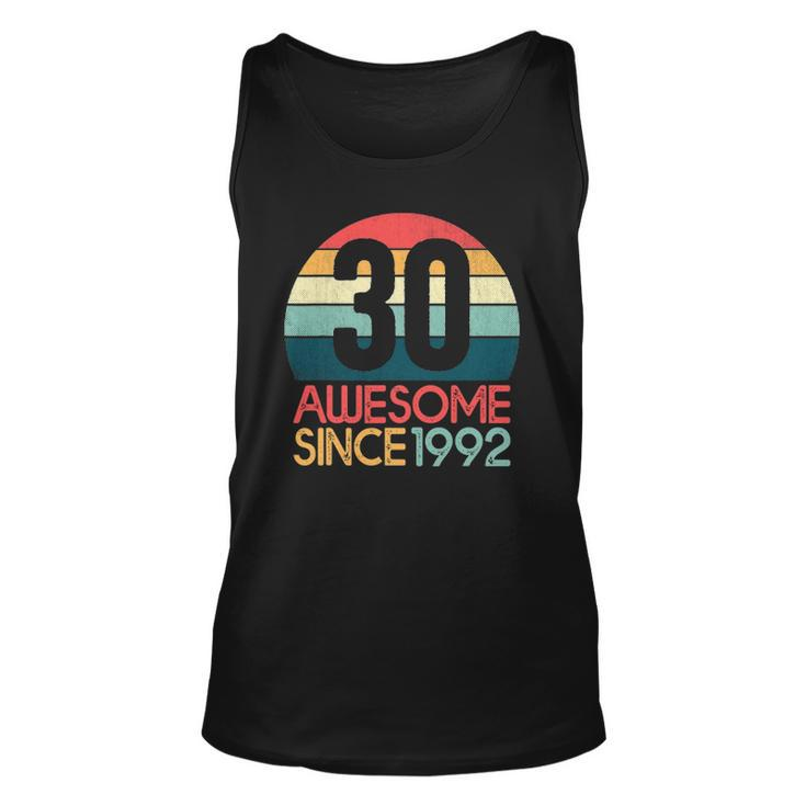 30Th Birthday Vintage Retro 30 Years Old Awesome Since 1992 Tank Top