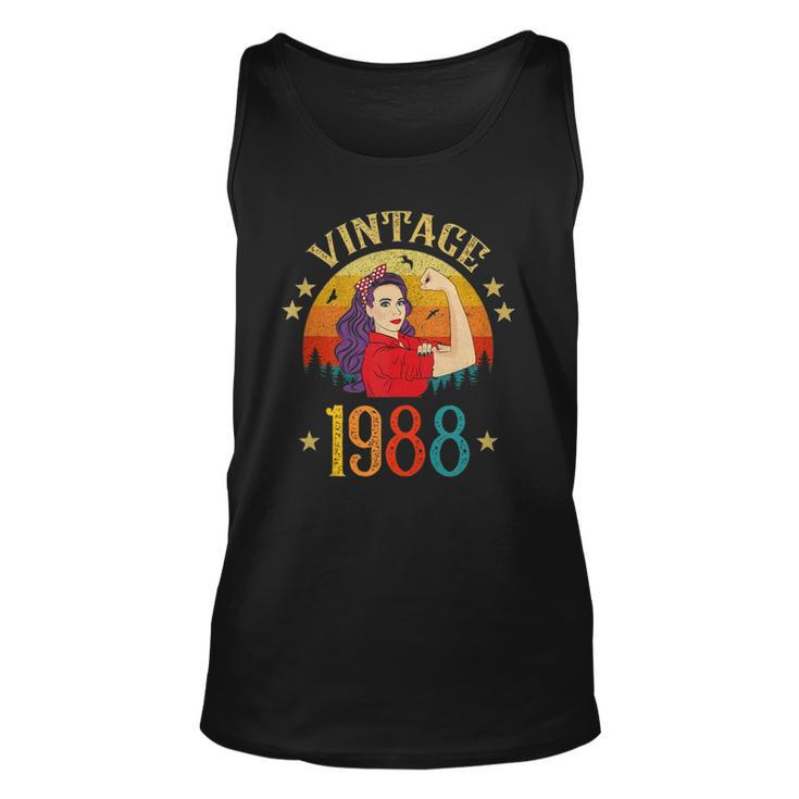 34Th Birthday 34 Years Old For Women Retro Vintage 1988 Tank Top