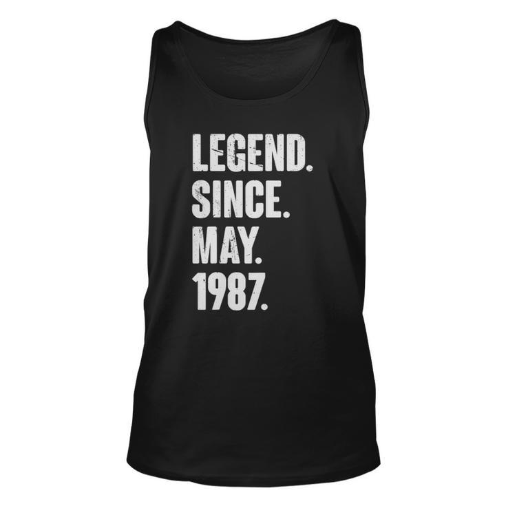 35 Years Old Gift 35Th Birthday Legend Since May 1987 Gift Unisex Tank Top