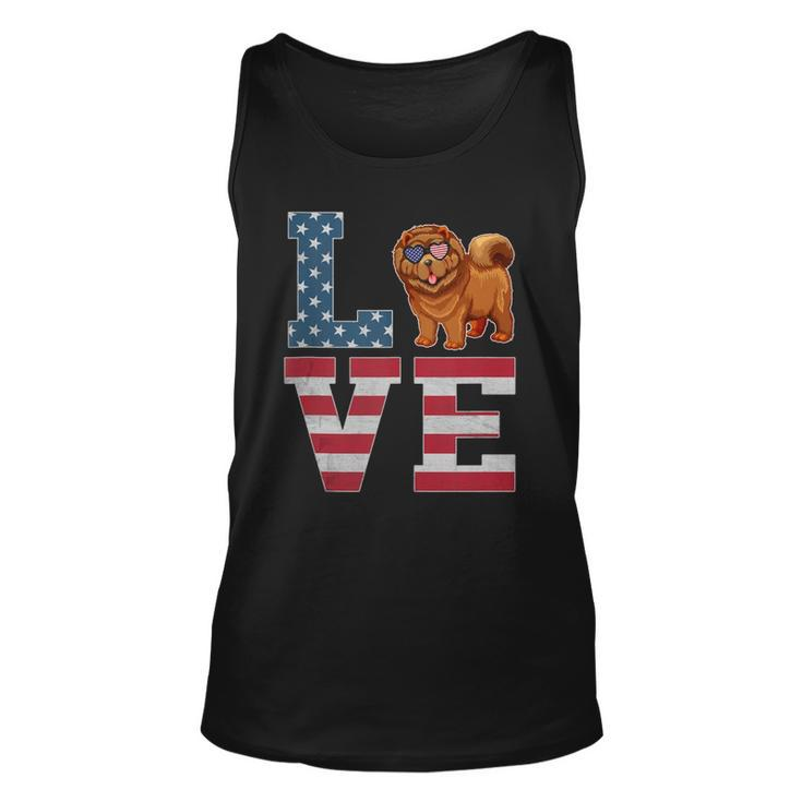 4Th Of July Decor Patriotic Love Chow Chow Dog American Flag Tank Top