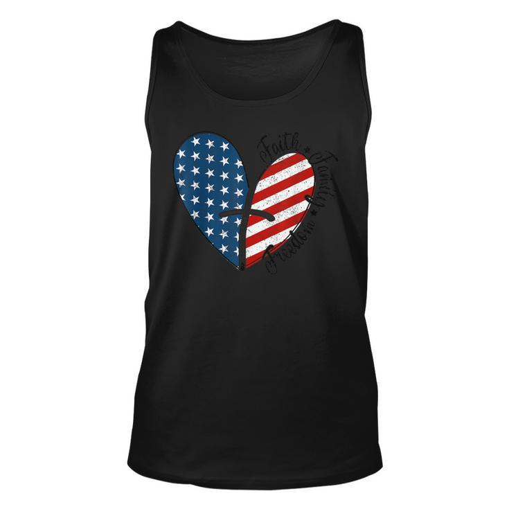 4Th Of July Faith Family Freedom American Flag Patriotic  Unisex Tank Top