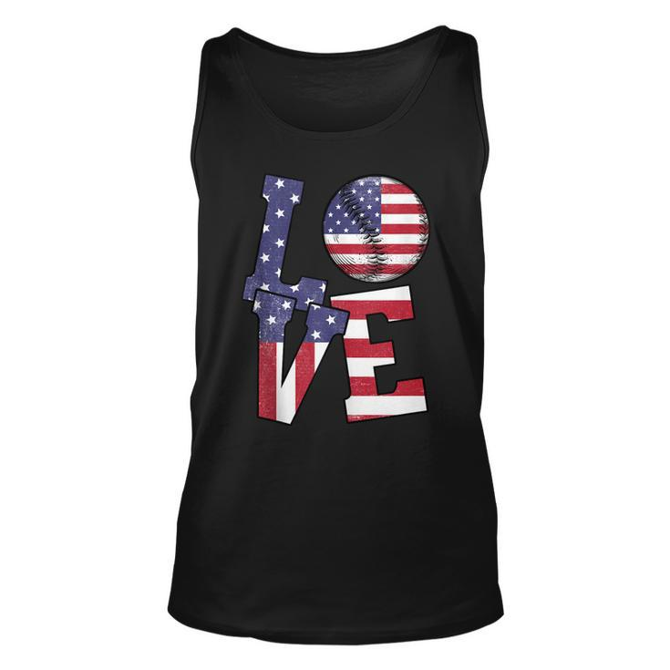 4Th Of July Love Baseball Patriotic Usa Flag For Dad Mom  Unisex Tank Top