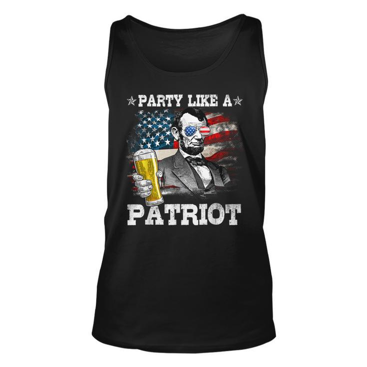 Abraham Lincoln Party Like A Patriot 4Th Of July  Unisex Tank Top