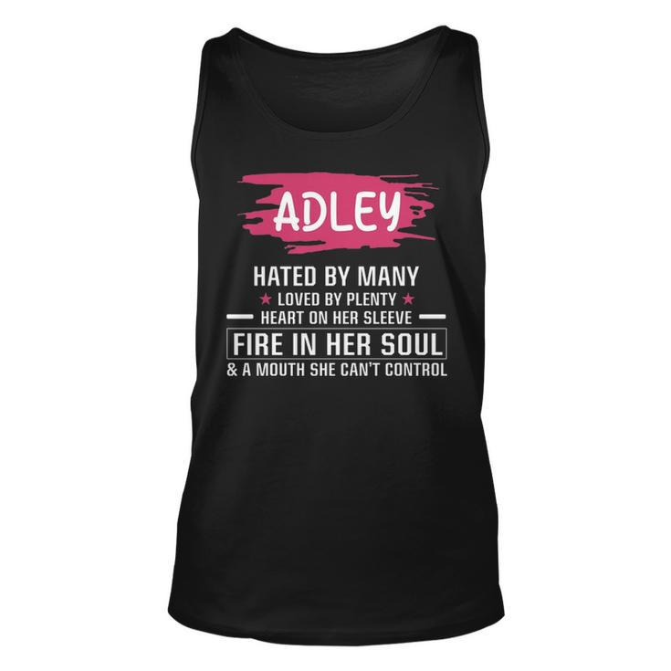 Adley Name Gift   Adley Hated By Many Loved By Plenty Heart On Her Sleeve Unisex Tank Top