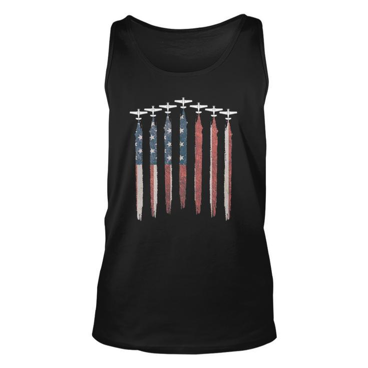 Airplane Pilot Flying Usa Flag Patriot American 4Th Of July Unisex Tank Top
