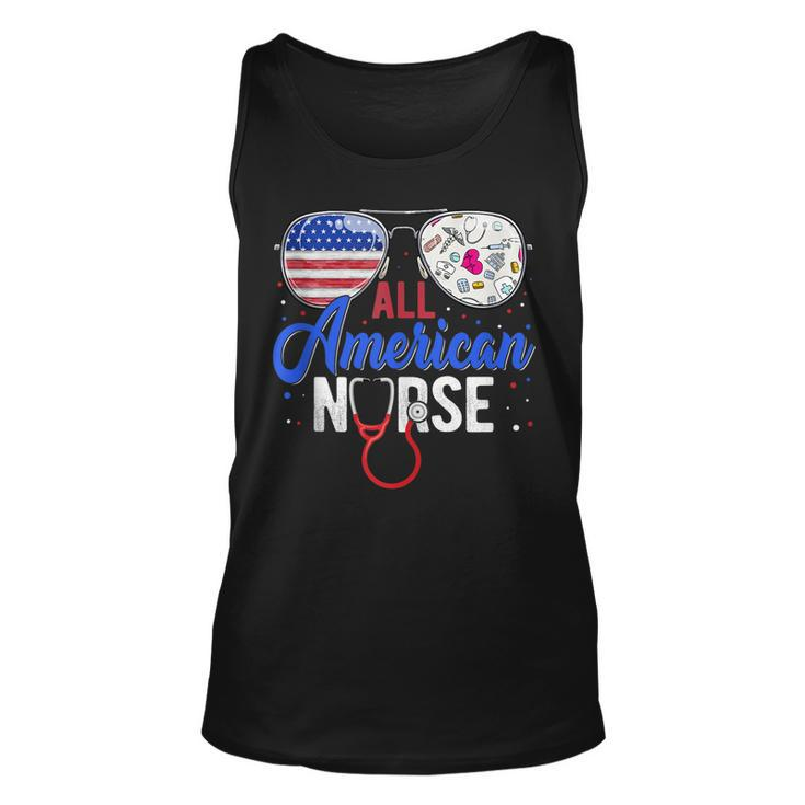 All American Nurse Scrub Heart Stethoscope 4Th Of July Nurse  Unisex Tank Top