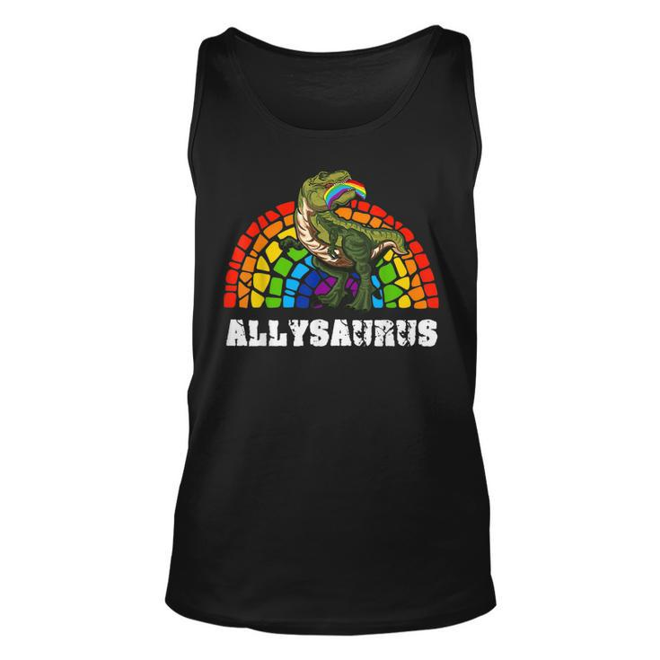 Allysaurus Dinosaur In Rainbow Flag For Ally Lgbt Pride  V3 Unisex Tank Top