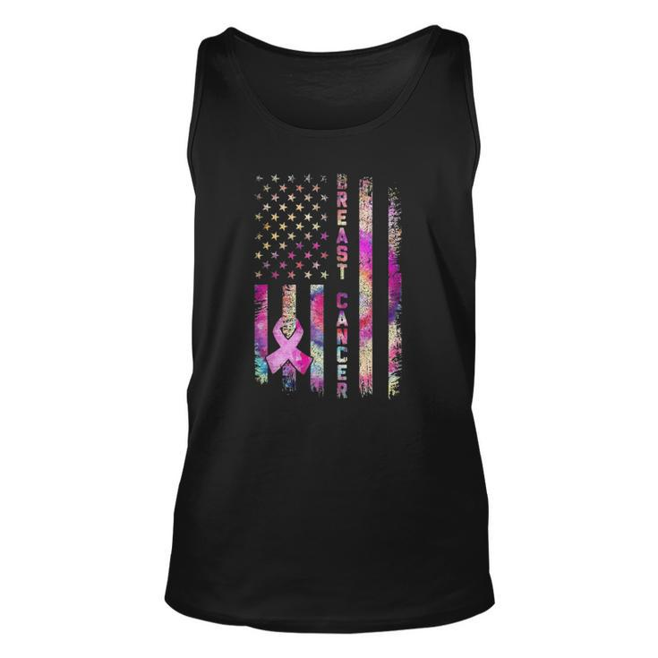 American Flag Breast Cancer Awareness Support Tie Dye Unisex Tank Top