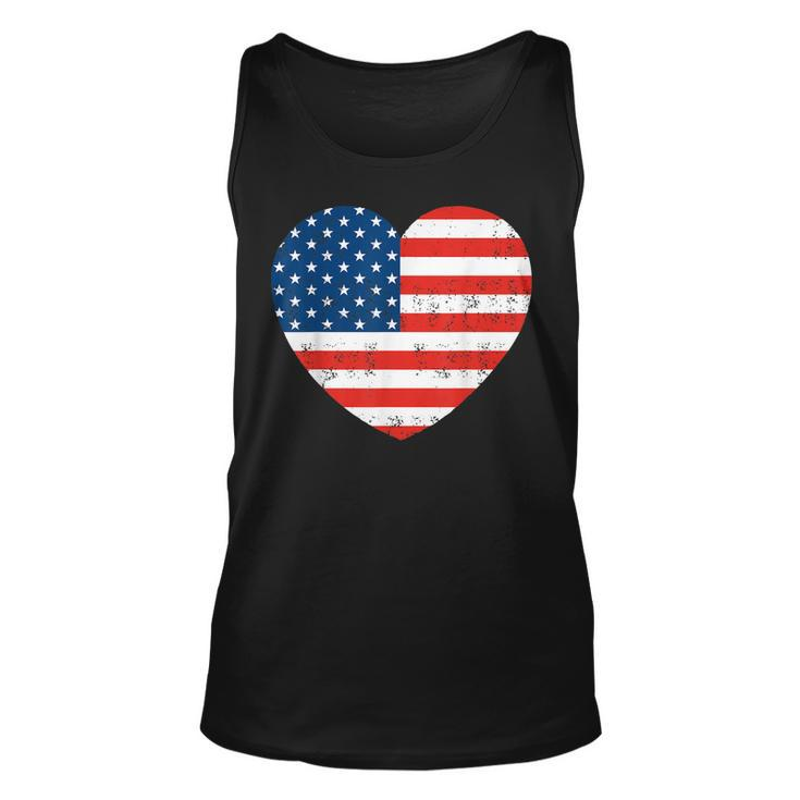 American Flag Heart 4Th Of July Usa Patriotic  V2 Unisex Tank Top