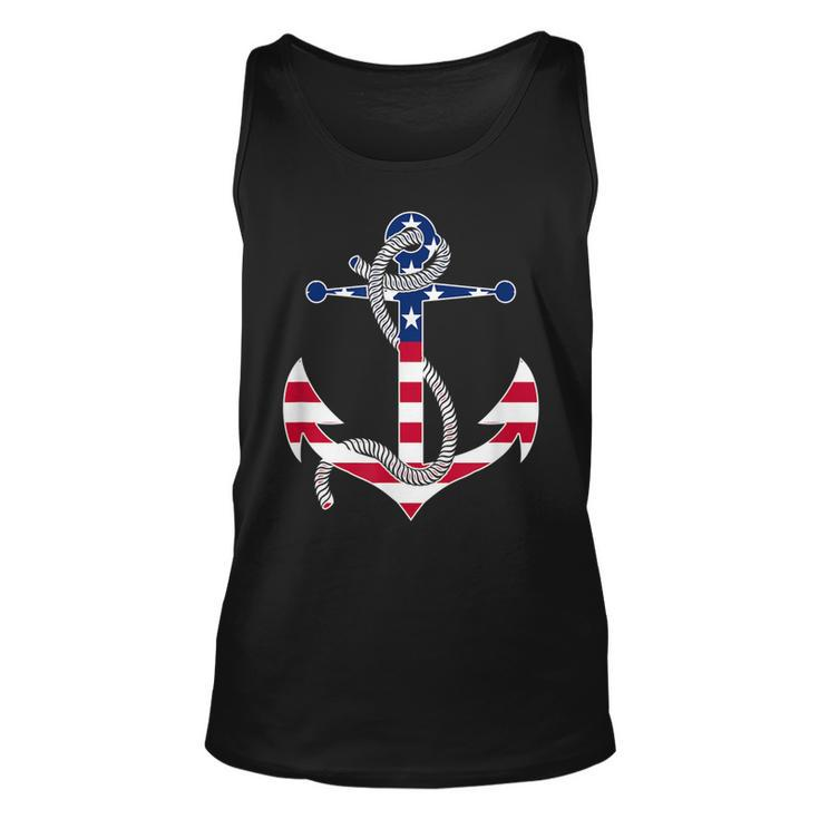American Flag Patriotic Anchor - Memorial Day 4Th Of July  Unisex Tank Top