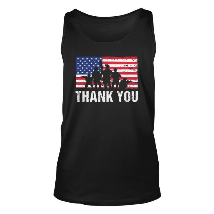 American Flag Soldiers Usa Thank You Veterans Proud Veteran Unisex Tank Top