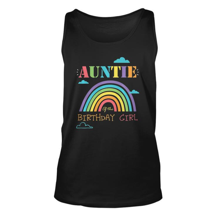 Auntie Of The Birthday Girl Rainbow Theme Matching Family  Unisex Tank Top