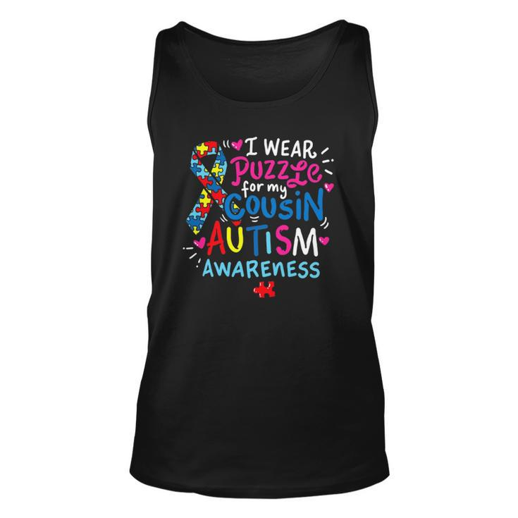 Autism Awareness I Wear Puzzle For My Cousin Unisex Tank Top