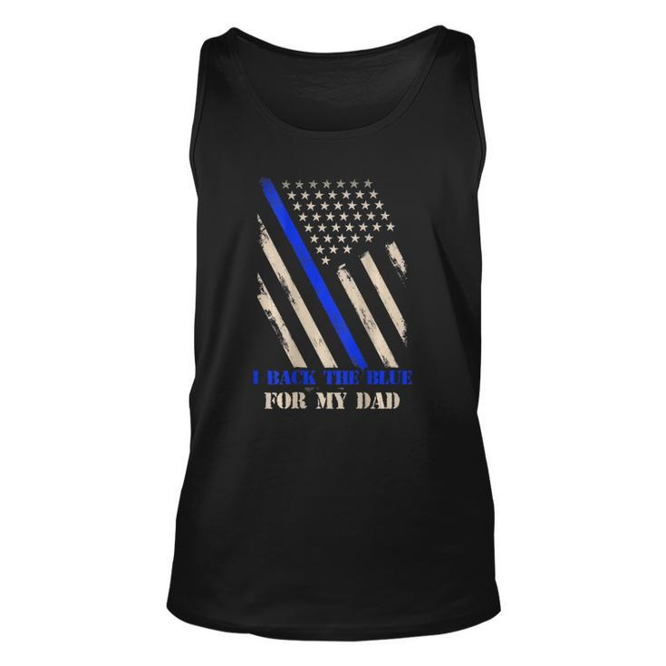 Back The Blue For My Dad Proud Polices Kids - Art On Back Unisex Tank Top
