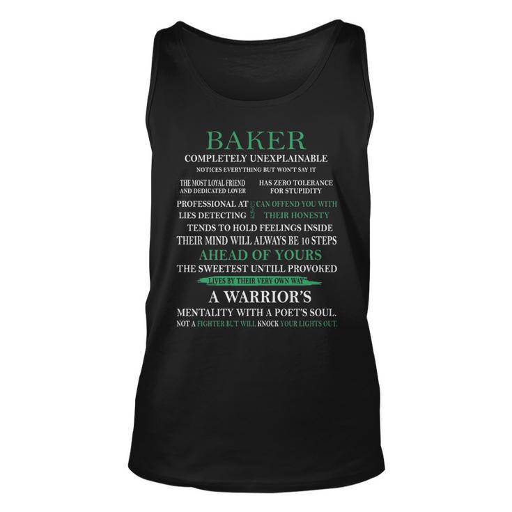 Baker Name Gift   Baker Completely Unexplainable Unisex Tank Top