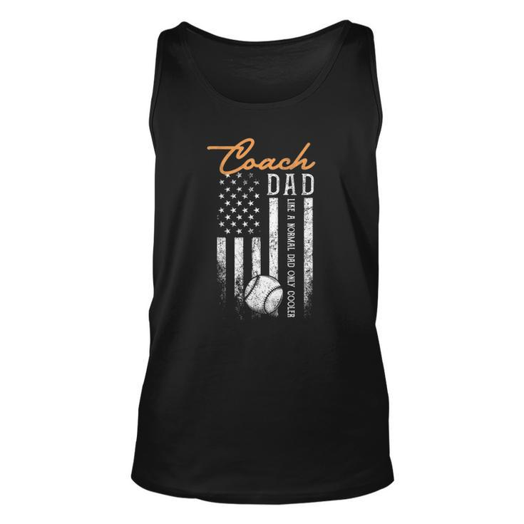Mens Baseball Coach Dad Like A Normal Dad Only Cooler Usa Flag Tank Top