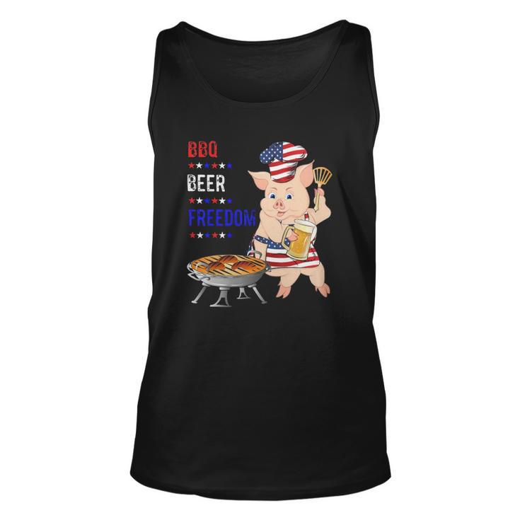 Bbq Beer Freedom Pig American Flag Unisex Tank Top