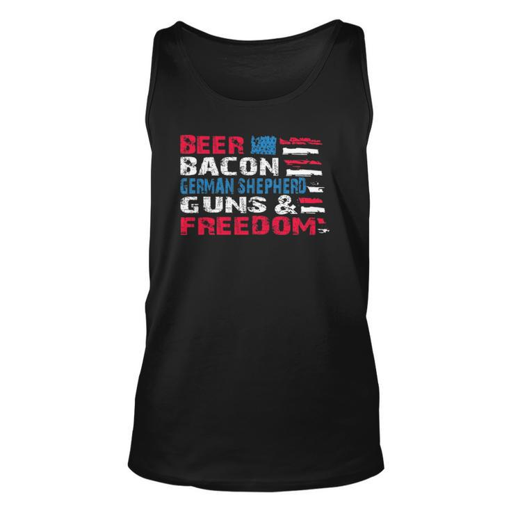 Beer Bacon German Shepherd Guns & Freedom Tee July Gift Unisex Tank Top